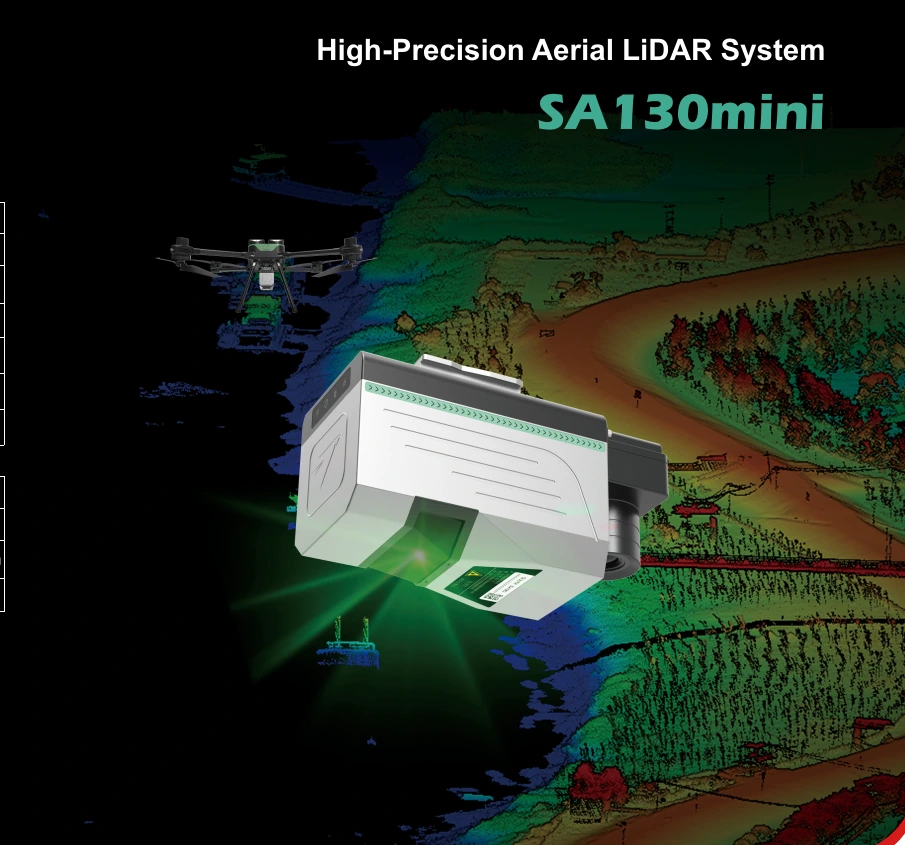 Sensor LiDAR SOUTH SA130 Mini sobre una nube de puntos del terreno