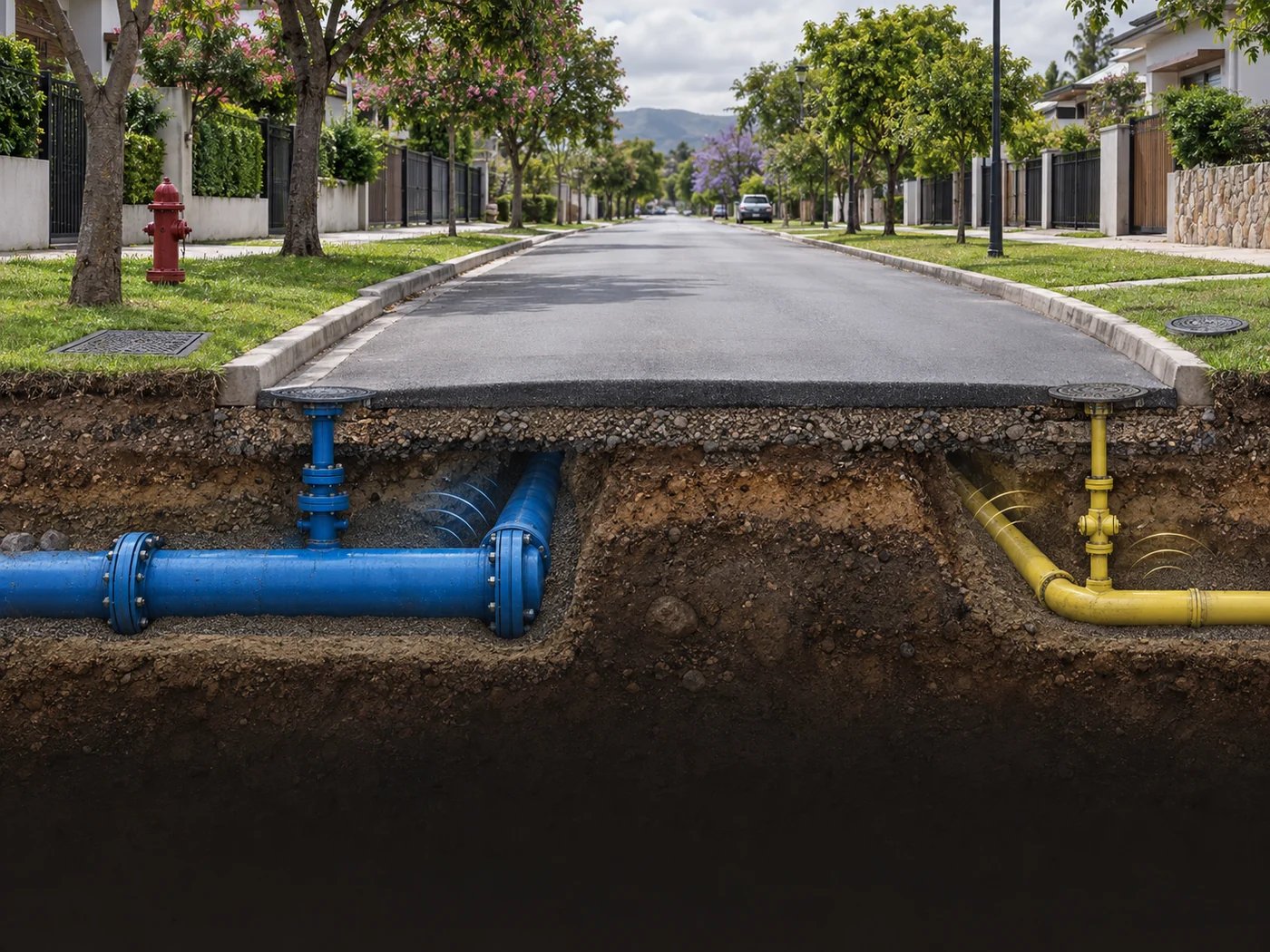 Localización contextual de tuberías de agua y gas